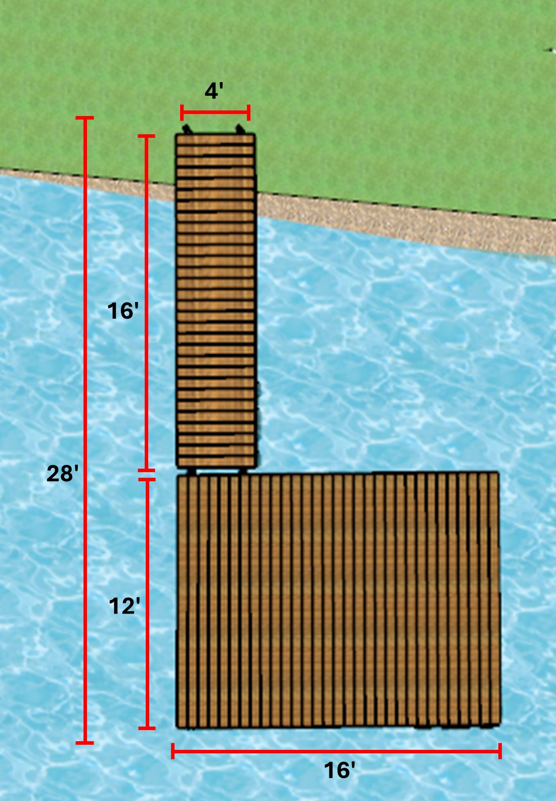 Ensemble de quais 4'x16' Semi-flottant et 12'x16' Flottant Heavy Duty