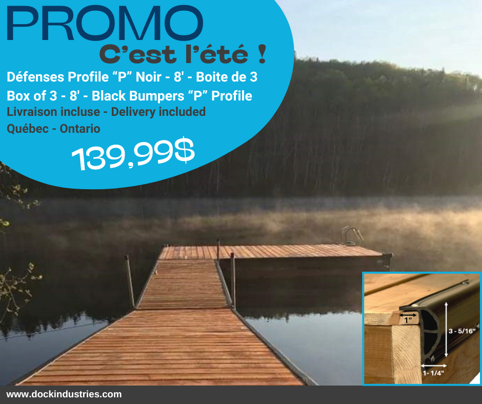 Défense Profil «P» Noir 8' - Boite de 3 - Livraison gratuite Québec et Ontario - 5015NR8-B3